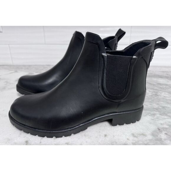 Stuart Weitzman Black Rubber Chelsea Boots Booties Size 8B - Picture 3 of 10